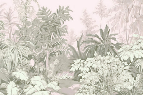 High-resolution design file of pink and sage tropical botanical pattern