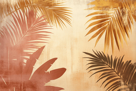 Design file of palm leaf pattern showing detailed terracotta and golden botanical elements