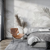 Dining room showcasing beige and grey tropical wall mural