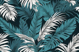 Tropical palm leaf wallpaper design file showing detailed pattern of teal and white fronds