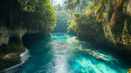 Turquoise lagoon paradise design file showing detailed tropical water and rock formations pattern