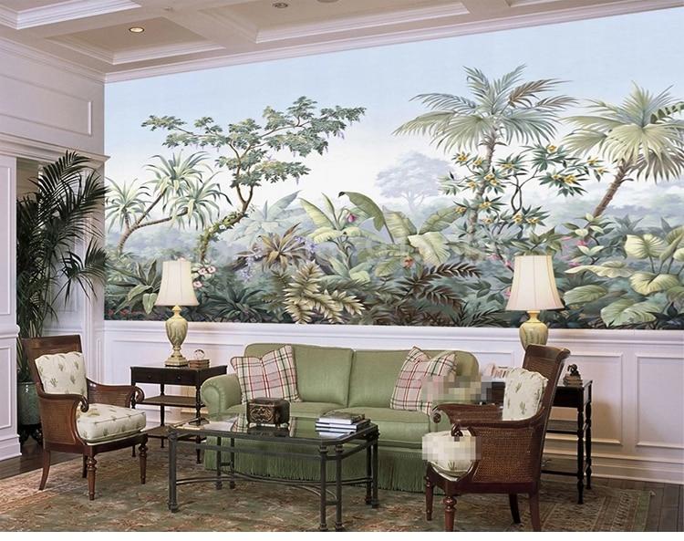 Tropical garden wallpaper transforming hallway into elegant botanical walkway