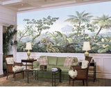 Tropical garden wallpaper transforming hallway into elegant botanical walkway