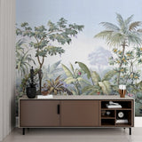 Botanical paradise wallpaper enhancing reading nook with serene atmosphere