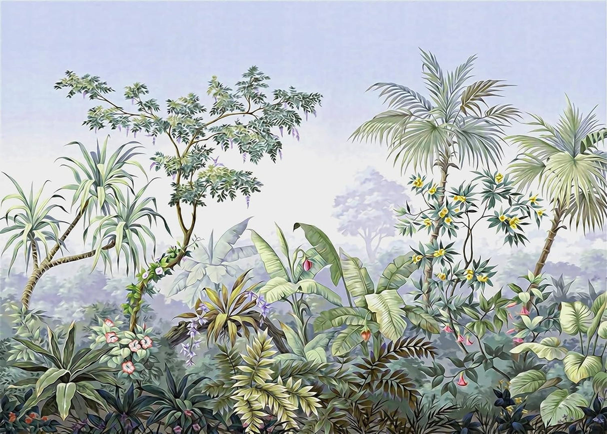 Tropical botanical paradise design file showing detailed hand-painted foliage pattern