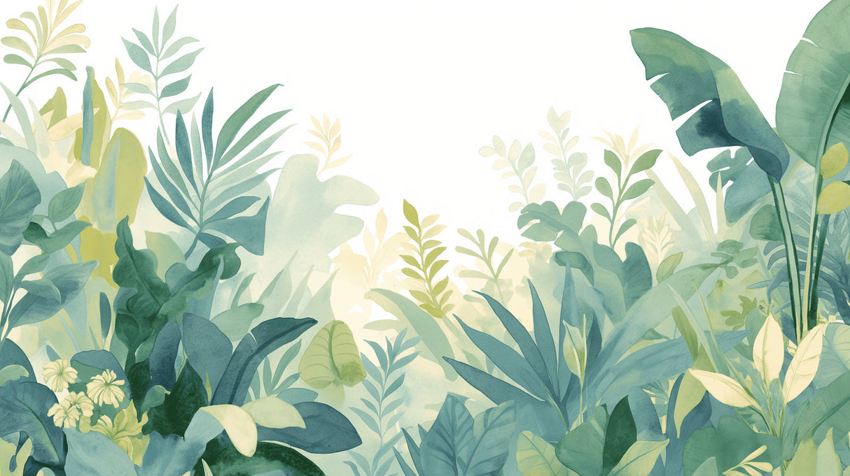 Botanical garden wallpaper bringing nature into a cozy bedroom setting