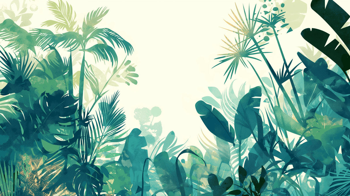 Watercolor jungle leaves design file showing intricate botanical pattern details