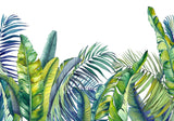 Design file of tropical palm and banana leaves watercolor pattern on white background