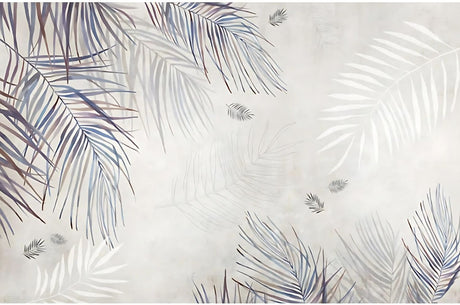 Design file of watercolor palm leaves pattern showing full mural layout and details