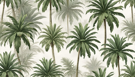 Tropical palm design file showing detailed green palm fronds on ivory background