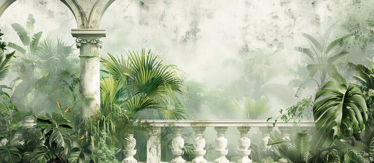 Misty green palm design file showing intricate botanical details and soft color transitions