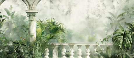 Misty green palm design file showing intricate botanical details and soft color transitions