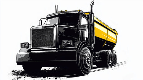 Black and yellow truck mural wallpaper design file showing detailed industrial pattern