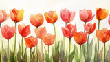 Carta da Parete Murale Tulipano | Giardino Primaverile ad Acquerello