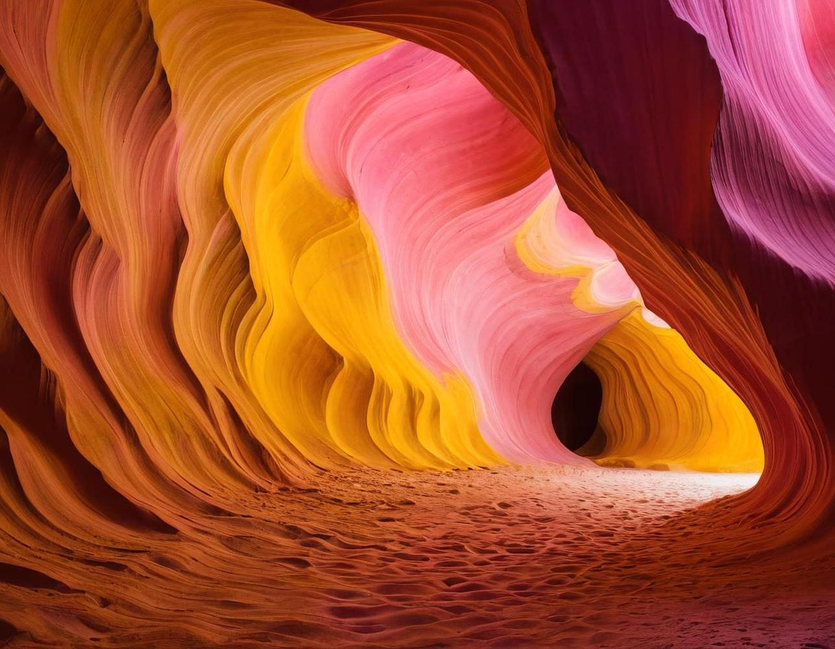 Desert Mural Wallpaper | Antelope Canyon Waves in Pink and Gold