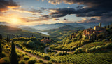 Italian landscape wallpaper design file showing detailed golden hills and cypress trees pattern