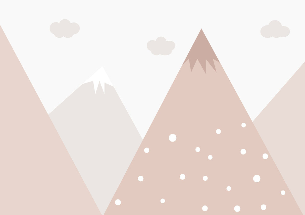 Mountain Mural Wallpaper | Soft Pink Nursery Design
