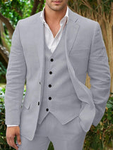 Linen Three Piece Suit  Light Blue Summer Formal Wear - Product detail 15