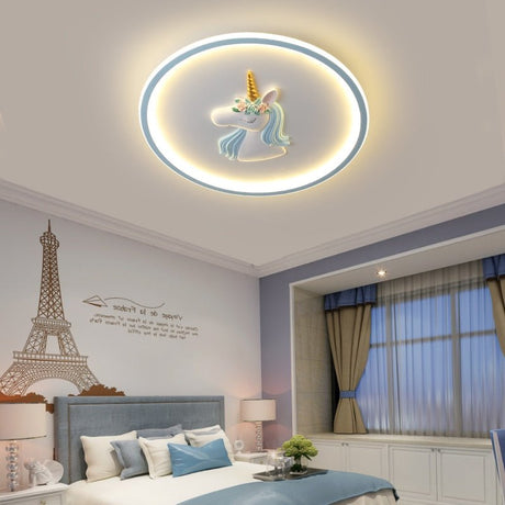 Kids Unicorn Ceiling Light  Pink LED Floral Design - Product example