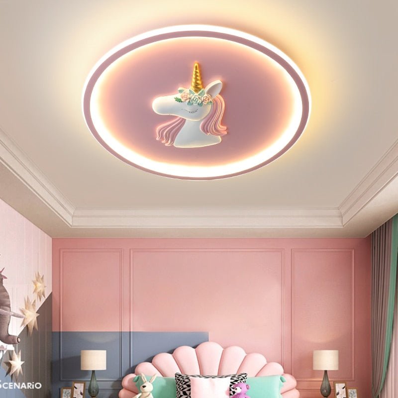 Kids Unicorn Ceiling Light  Pink LED Floral Design - Product detail 4