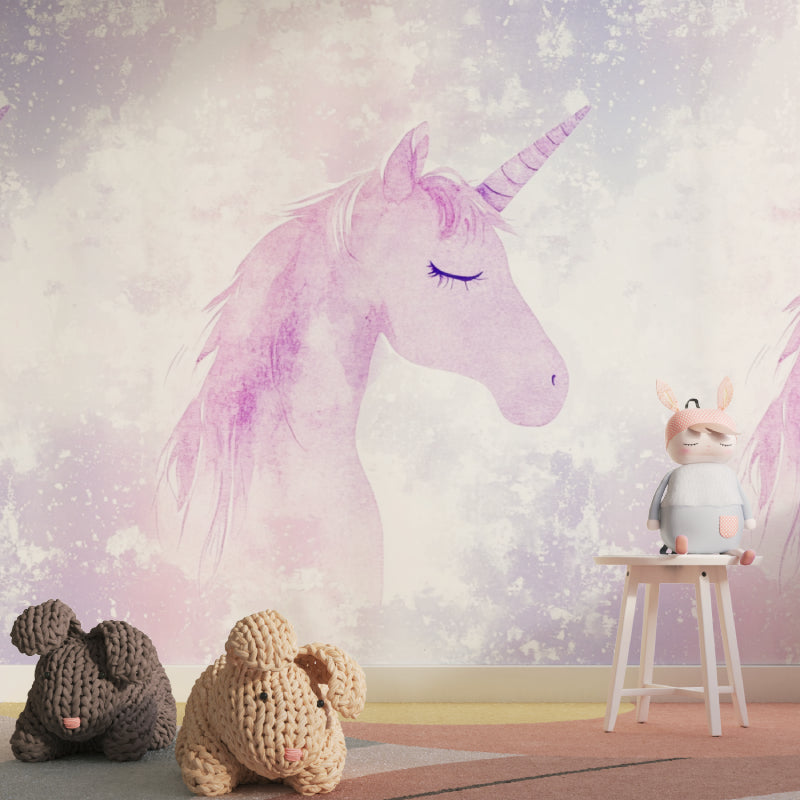Fantasy unicorn wallpaper brightening up a playroom with natural light