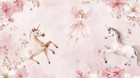 Unicorn fairy ballet design file showing detailed pattern with pink flowers and dancing figures