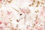 Unicorn and butterfly design file with delicate floral pattern and soft pastel colors