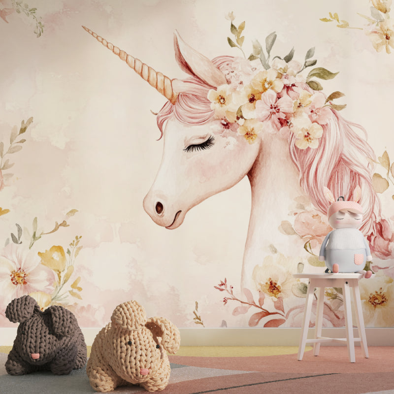 Magical Unicorn Wallpaper featured in a playroom with reading nook
