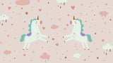 Unicorn wallpaper design file showing detailed pattern of prancing unicorns with hearts and stars