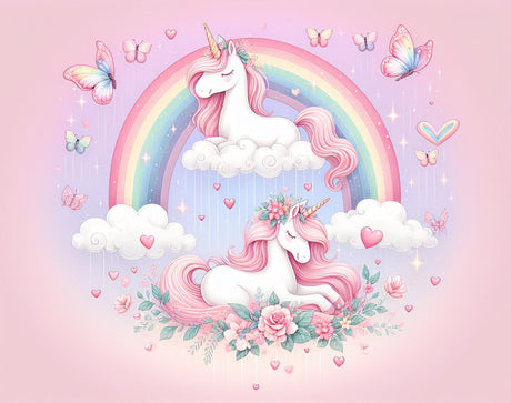 Unicorn Mural Wallpaper  Magical Rainbow Fantasy Design - Detailed wallpaper pattern view
