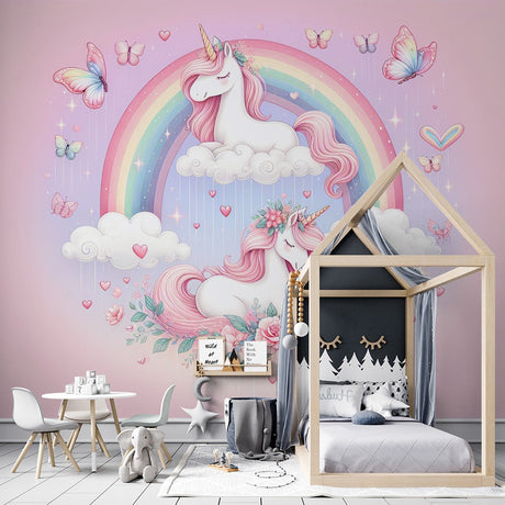 Unicorn Mural Wallpaper  Magical Rainbow Fantasy Design - Premium wallpaper design showcase