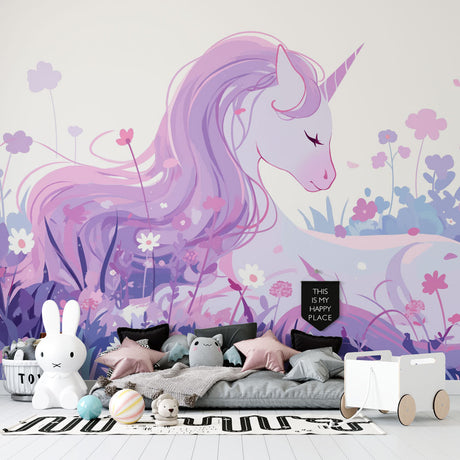 Unicorn Mural Wallpaper  Dreamy Floral Fantasy - Premium wallpaper design showcase