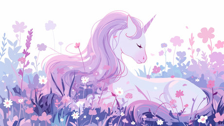 Unicorn Mural Wallpaper  Dreamy Floral Fantasy - Detailed wallpaper pattern view