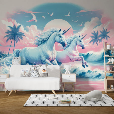 Unicorn Mural Wallpaper  Magical Beach Paradise - Premium wallpaper design showcase