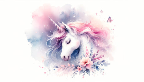 Unicorn Mural Wallpaper  Dreamy Watercolor Fantasy - Detailed wallpaper pattern view
