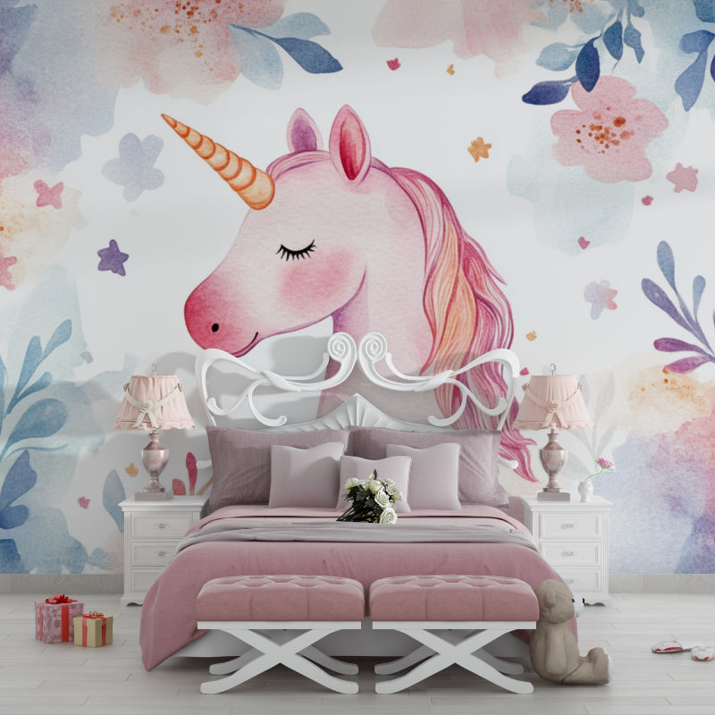 Fantasy unicorn wall design showcased in a baby girl's nursery