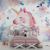 Fantasy unicorn wall design showcased in a baby girl's nursery