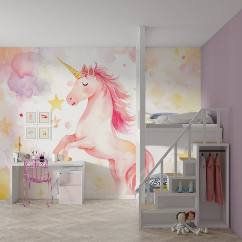 Unicorn wall design transforming a baby girl's nursery into a dreamy space