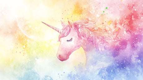 Unicorn Wallpaper design file showing detailed watercolor fantasy pattern