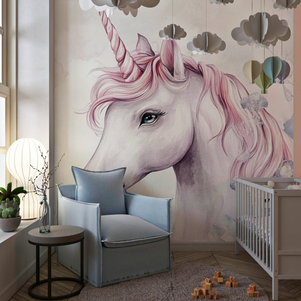 Unicorn Fantasy Wallpaper brightening child's bedroom