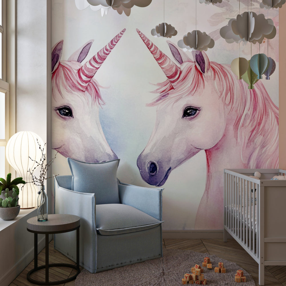 Fantasy unicorn wallpaper transforming a girl's bedroom