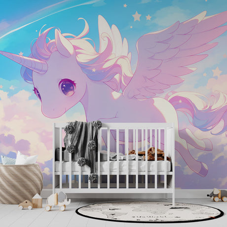 Unicorn Mural Wallpaper  Magical Pastel Sky Design - Premium wallpaper design showcase