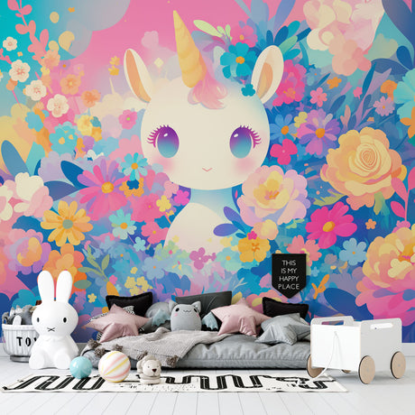 Unicorn Mural Wallpaper  Fantasy Floral Garden - Premium wallpaper design showcase