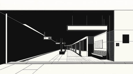 Urban Metro Station Wallpaper design file showing detailed black and white architectural pattern