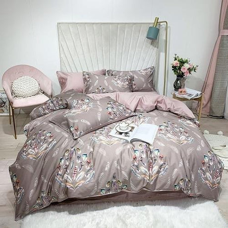 Floral Egyptian Cotton Duvet Set  Blush Pink  Gray Botanical Pattern - Product detail 6