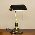 Classic Banker Table Lamp  Black Glass Base with Brass Accents - Product detail 9