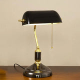Classic Banker Table Lamp  Black Glass Base with Brass Accents - Product detail 9