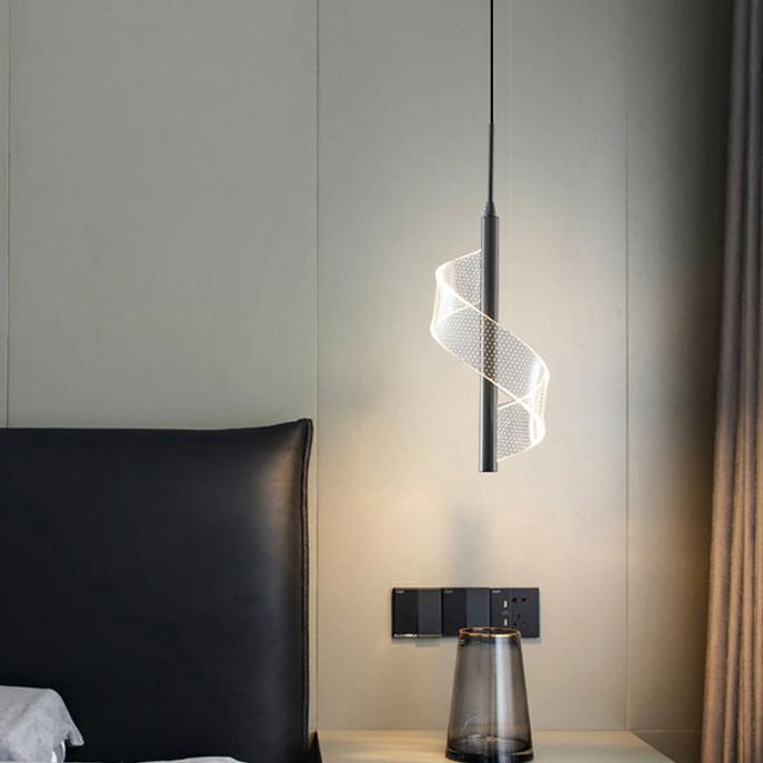 Modern LED Pendant Light  Spiral Gold Metal Design - Product example