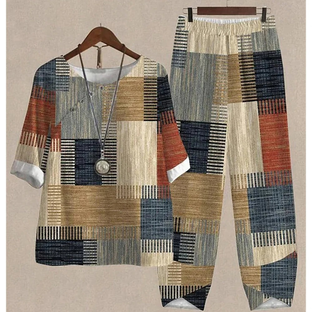 Forest Print Loungewear Set  Black and White Two-Piece Cotton Set - Product detail 4