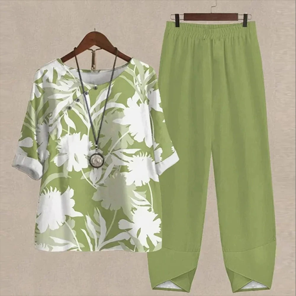 Forest Print Loungewear Set  Black and White Two-Piece Cotton Set - Detailed view